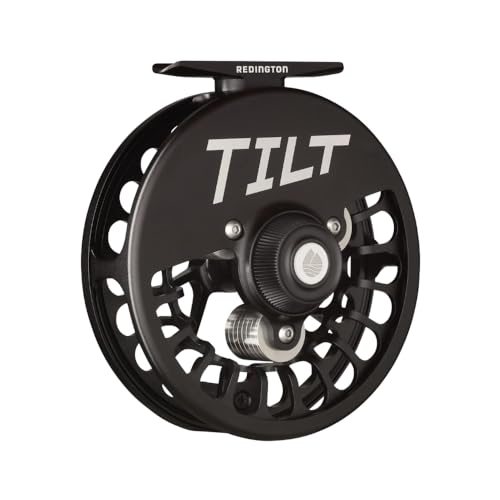Redington Tilt Euro Nymph Reel - 2-5 Fly Reel for Euro Nymph Fishing - Large Arbor Design - Smooth Drag - Removable Weights for Perfect Balance on Any Fly Rod - 100yds/20lb Capacity - Black