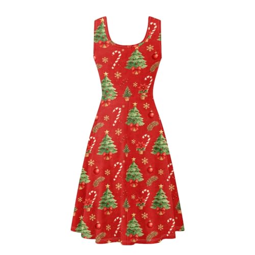 Image of TOADDITDO Women's Sleeveless O Neck Beach A-Line Party Coctail Tank Dresses Flared Sundress