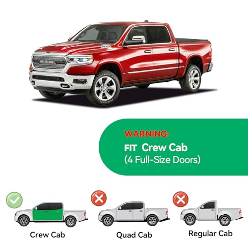 Image of in-Channel Rain Guards for 2019-2026 Dodge RAM 1500 Crew Cab New Body Style, Window Visor Shields Vent Deflector Shade Wind Dark Smoke 2020 2021 2022 2023 2024 2025, Tape-On Inside-Mount, 4PCS