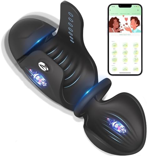 Adjustable Male Masturbator Penis Vibrator Trainer,Adult Sex Toys for Men,4in1 Vibrating APP Controlled male Sex Toy Stroker with Vibrating Cock Ring,Hands Free Testicle Masturbators Vibrators for Men