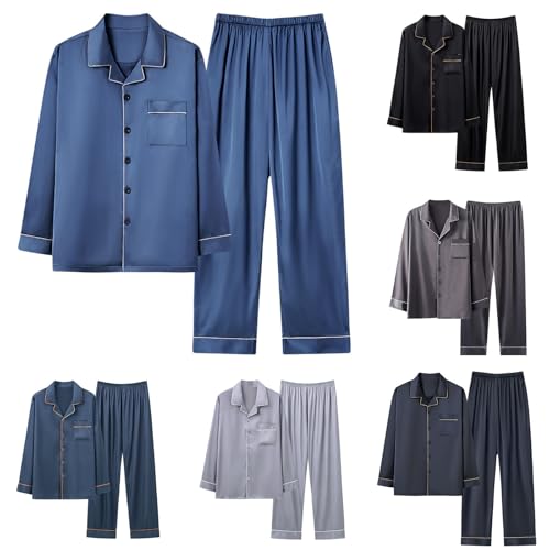 Cambkatl Men's Pajama Sets Button Down Long Sleeve Sleepwear Matching Long Pants Comfy Pjs Loungewear with Pockets2