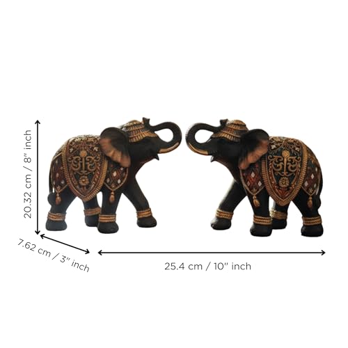 Image of eCraftIndia Set of 2 Elephant Statue Showpiece for Home Decor Office Table | Animal Figurines Good Luck Gift for Housewarming Birthday
