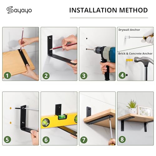 SAYAYO Schwerlastwinkel Regalwinkel Regalhalterung Schwerlast 250mm Metalle 90 Grad 2 Stück Winkel Regal Schwerlastkonsole für Wandmontage