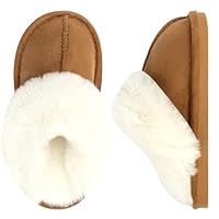 GIWONET Kids Slippers Girls Boys Faux Fur House Slippers Fuzzy Indoor Shoes Warm Memory Foam Soft Plush Bedroom Slides