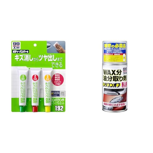 【セット買い】ソフト99(SOFT99) 99工房 補修用品 コンパウンドトライアルセット 塗装面の研磨用 09192 + ソフト99(SOFT99) 99工房 補修用品 シリコンオフ チビ缶 自動車補修の脱脂処理用 09209