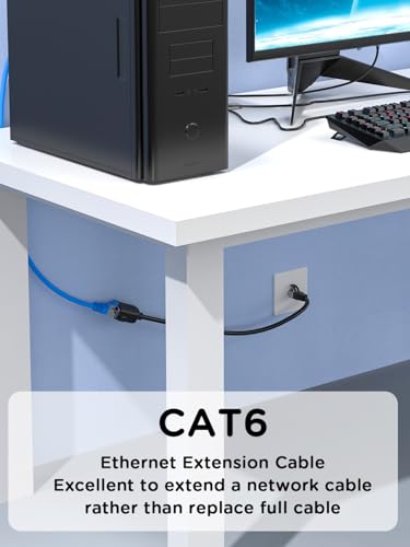 2 Packs Cable Ethernet Cat6a RJ45 1FT Macho a Hembra miniatura 3