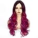 Sabosi Long Purple Ombre Curly Wig for Women Colorful Wig Cosplay Costume Wig Long Natural Loose Wavy for Halloween Costume Wig