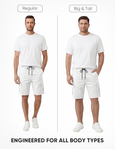Image of JMIERR Mens Casual Cotton Twill Cargo Shorts Drawstring Classic Chino Stretch Short with 6 Pockets