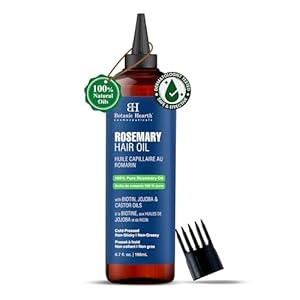 100% reines Rosmarinöl für Haarwachstum (Rosemay oil for hair growth), angereichert mit Biotin | Haarstärkende Behandlung | Mit Jojobaöl und Rizinusöl | 6,7 fl oz