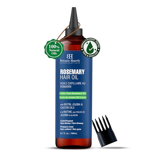 Botanic Hearth 100% Pure Rosemary Oil For Hair Growth (6.7 fl oz) Infused With Biotin, Jojoba & castor Oil | Hair strengthening Treatment | Nourishing & Volumizing | Non GMO Verified