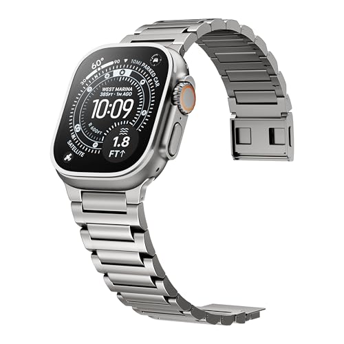 LULULOOK Greade 4 �`�^�� �E���g��3 �E�H�b�`�o���h Apple Watch Ultra 3 49mm�p �������^���E�H�b�`�o���h �����Y ���C�N���X�v&DLC�R�[�e�B���O iWatch Ultra 3/2/1�p (�O���[�h4�`�^��)