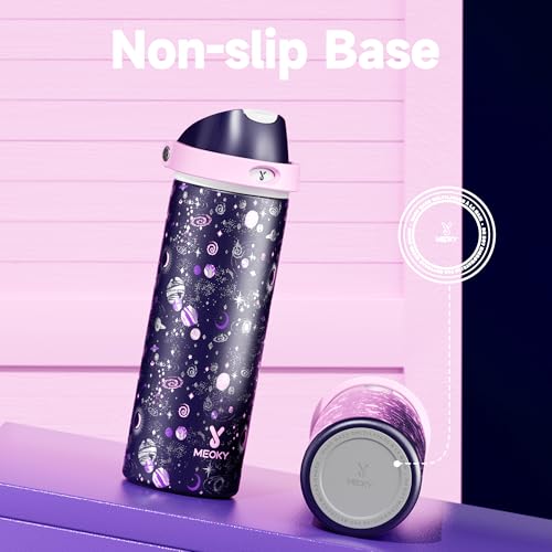 Image of 24 oz Insulated Water Bottle for Women: Meoky Stainless Steel Water Bottle with 2-in-1 Straw and Spout Lid - Leak Proof, Cold for 24 Hours, Fits in Car Cup Holder, BPA-Free for Sports Travel, Cosmic