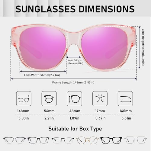 HAOLOTA Fit Over Glasses Sunglasses for Women Polarized, Trendy Cat Eye Sunglasses Wear Over Glasses, UV Protection3