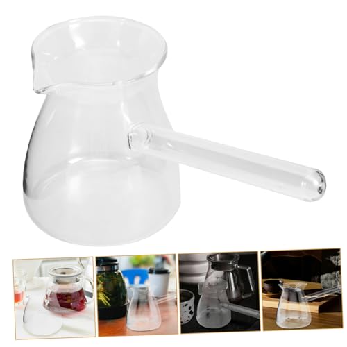 Jarra de café de vidrio PRETYZOOM de 350ml con mango lateral para espumar leche 4