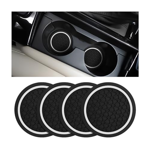 Image of Mandark 4PCS Car Cup Holder Coasters, 2.75 Inch Non-Slip Insert Water Bottle Holder Pads, Dustproof Automotive Interior Accessories Mat, Universal for Vehicles, Trucks, RVs and More(Black /White)