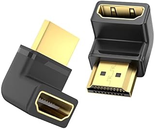 8K HDMI 2.1 Adapter 2 Pack, 90 and 270 Degree Angle Male to Female Gold Plated Extender with 8K@60Hz, 4K@120/144Hz, 2K@240Hz, HDR, Dolby, HDCP 2.3 for PC, Laptop, Projector, Monitor, TV, STB, Soundbar
