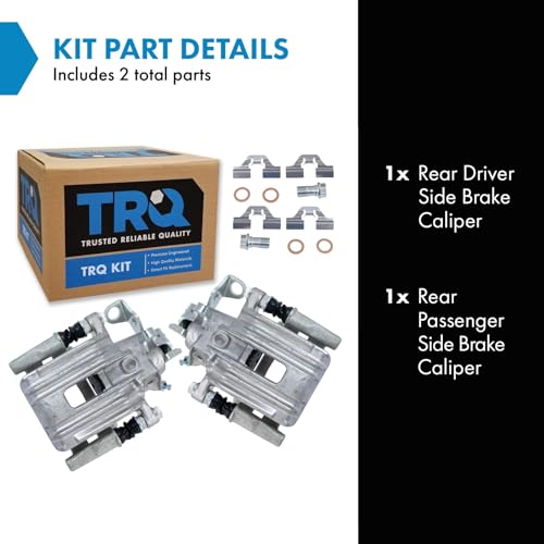 Image of TRQ Rear Brake Caliper Set Zinc Coated Brackets Hardware Compatible with 2000-2006 Audi TT TT Quattro 1999-2005 Volkswagen Jetta