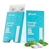 Energy and Focus Gum 50 Pcs – Made in USA - Peppermint Gum Flavor – Natural Caffeine Gum Coffee Alternative - Organic Gum with 40mg Caffeine + 80mg L-Theanine + B3 & B12 - Suger Free, Non GMO
