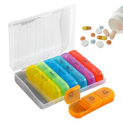 Imagen de Pastillero Semanal Organizador de Pastillas 3 Veces al Día Dispensador De Suplementos Hermético Para Hogar Trabajo Hombres Mujeres Ancianos Niños