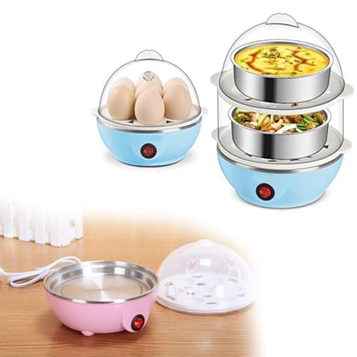 Image of Double Layer Electric Egg Boiler 14 Egg Cooker With Automatic Off Multi Function Egg Steamer Poacher And Milk Boiler Fast Boiling Egg Maker With Stainless Steel Heating Plate..