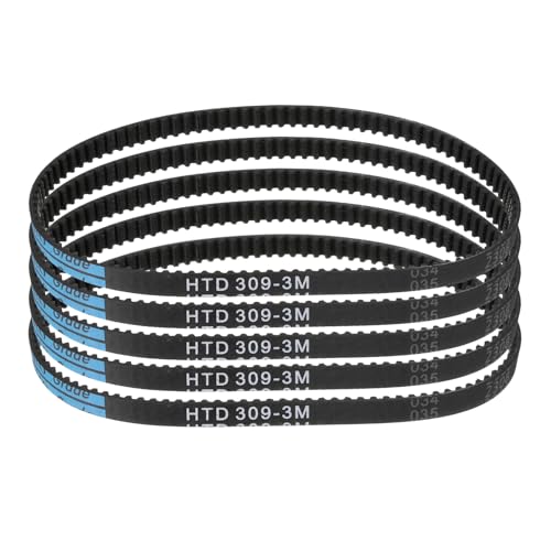 sourcing map 5 correas dentadas de goma HTD-3M de 103 dientes, paso de 309 mm de largo x 6 mm de ancho x 2,4 mm de alto, correa dentada de polea de bucle cerrado