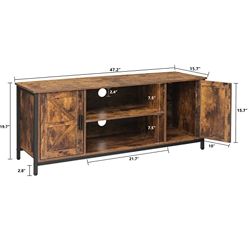 Weenfon Farmhouse Tv Stand For 55 Inch Tv, Tv Console With Storage Barn Doors,Entertainment Center For Living Room, Bedroom, Tv Stand With Stable Metal Frame,Rustic Brown #TOP5