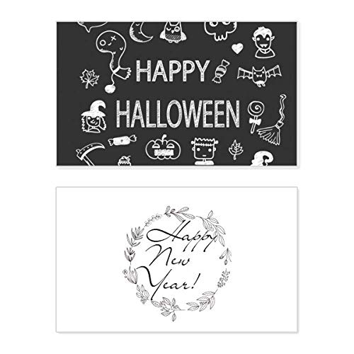 Tarjeta de felicitación de Año Nuevo Happy Ghost Fear para decorar tus cenas de fin de año