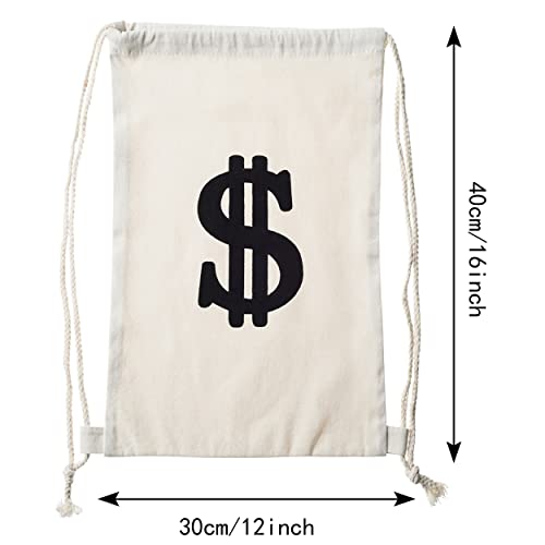 YAROMO Halloween Money Backpack Bag Robber Costume - Large Halloween Drawstring Pouch with Dollar Sign for Party Favors4