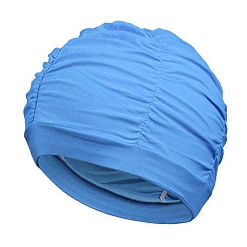 CHENGTAO Femmes Natation Cap Unisexe Girl Long Cheveux Baignocs Casquettes Chapeau Stretch Drape Piscine Sport Elastic Nylon Turban Plongée (Color : Sky Blue) Cover