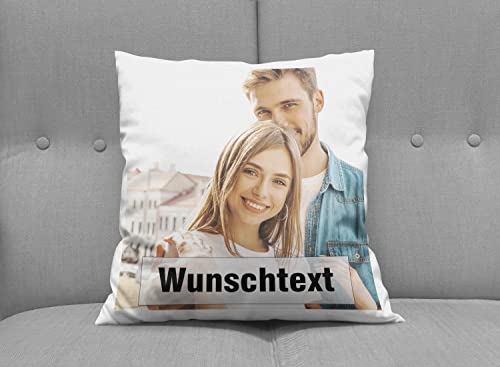 Kissen mit Foto - mit Bild - bedrucken lassen - Personalisiertes Kissen - Fotodruck - selbst gestalten - individuell - Kissen mit Füllung und Reißverschluss - 40x 40 cm - Waschbar - 1 Bild