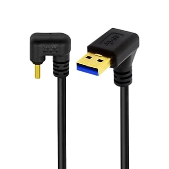 xiwai Down Angled Type-A to Type C USB-C Male to Male USB3.0 Power Data Cable 480Mbps Black Opposite U Shape Back Angled for Laptop Tablet Phone 0.3M