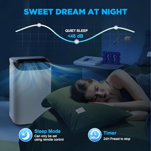 12000 BTU Portable Air Conditioners with Remote Control, 3-in-1 Free Standing Cooling AC Unit with Fan & Dehumidifier, Cools Room up to 500 sq.ft, Smart/Sleep Mode,Auto Swing