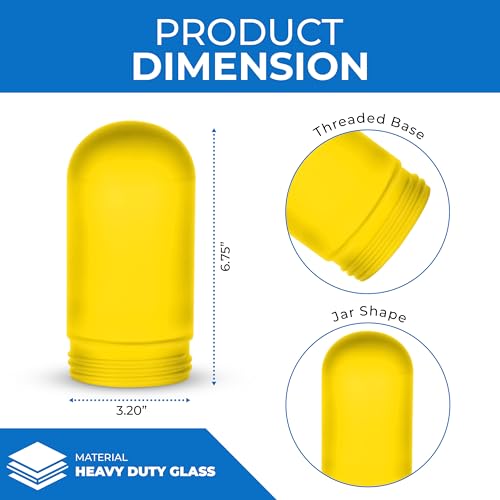 Image of OHLECTRIC Yellow Replacement Weather Tight Light Fixture - Threaded Bulb Cover - Sturdy Clear Glass Protectant - Frosted Globe Shade - Outdoor Vapor Proof Fixture