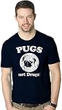 Mens Pugs Not Drugs T Shirt Pug Face Funny T Shirts Dogs Humor Novelty Tees Funny T Shirts Cool Dog Short Sleeve Novelty Tees for Guys Navy L