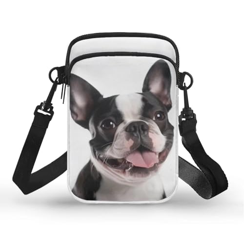 Wolf Dog Small Crossbody Bag, Peach Blossom Clover Shoulder Handbags Wallet, Aztec Tribal Travel Crossover Sling Bag