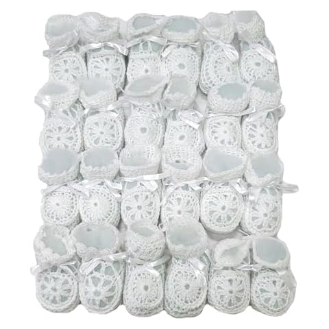 Abelito Newborn Baby Boy Girl Hand Crochet Booties (White, 12) Cover