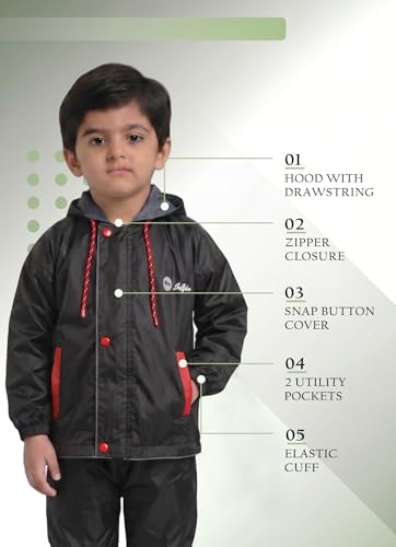 Image of Boys Boys Solid Polyester Raincoat and Elastic Pant Set