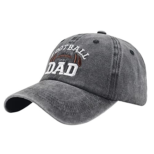 MANMESH HATT Football Dad Hat for Men, Funny Father's Day Football Accessories Team Gifts, Vintage Washed Distressed Embroidered Baseball Cap (Football Dad Black)