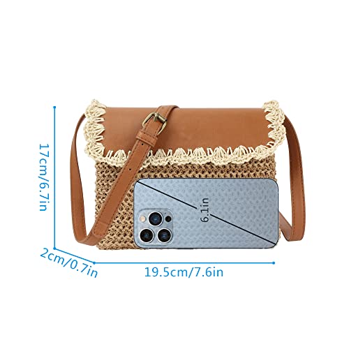 Women Small Straw Woven Cross-body Shoulder Bag Bohemian Handbag Purse3