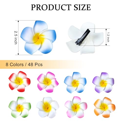Set de 48 pinzas para cabello con flores hawaianas miniatura 2