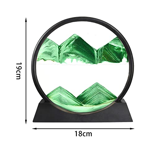 Lrxinki Vloeiend zandschilderij, 7 in rond glazen zandframe beweegbaar zandbeeld vloeiend zand, vloeiend zandschilderij… - Image 3