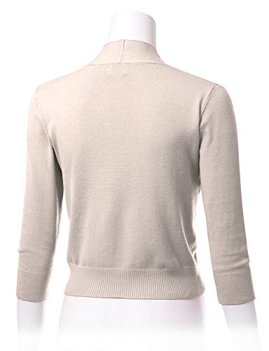 Image of Allsense Women's 3 /4 Sleeve Cropped Shrug Cardigan | Classic Bolero, Open-Front, Lightweight Soft Fine Knit Cover Up