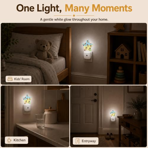 Image of Star Night Light with Dusk to Dawn Sensor, Puppy Dog Plug in Night Light for Kids Bedroom Nursery, Soft Warm Glow Lamp for Hallway Bathroom Energy Saving