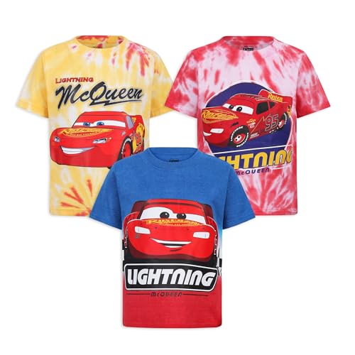 Disney Cars Boys 3 Pack Short Sleeve T-Shirt for Toddler and Big Kids