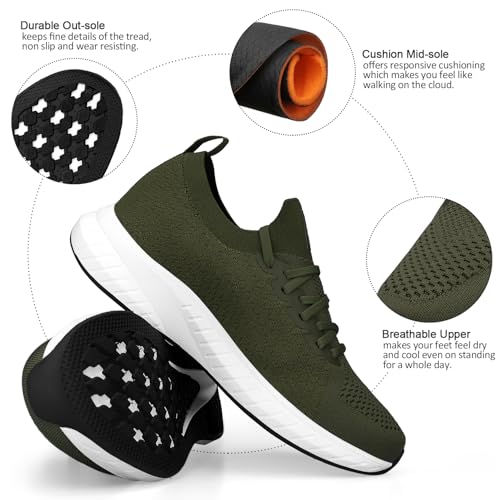 Image of Mens Slip on Lightweight Walking Shoes Non Slip Breathable Running Shoes Comfort Tennis Workout Gym Sneakers with Shoelace