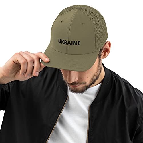 Gorra snapback de Ucrania color verde oliva con rejilla transpirable unisex