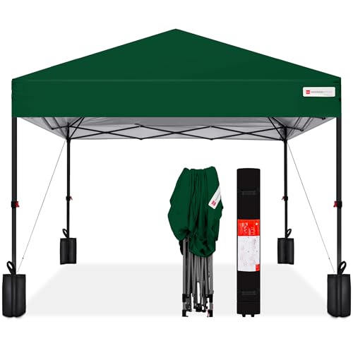 Best Choice Products 10x10ft Pop Up Canopy Tent Outdoor Shade 1 Person 1 Minute Set Up Carry Case 4 Weight Bags - Forest Green