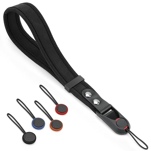 Sunya Correa de Muñeca para Cámara para Fotógrafica con Liberación Rápida- Correa de Mano de para Cámara Neopreno Compatible con Cámara Réflex DSLR o Mirrorless (QSL-LPD Black) (QSL-01)