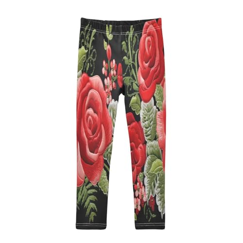 Bolaz Toddler Girls Leggings Printed Yoga Pants Leggings Three Rose Flower for Kids