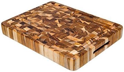 Proteak Teak Cutting Board Rectangle 16-by-12-by-2-Inch with Juice Canal, End Grain by Proteak